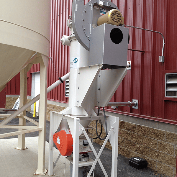 Compact dust collection system outside brewery